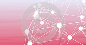 Globe of network of connections against pink and white gradient background