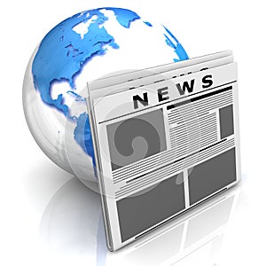 Globe with newspaper