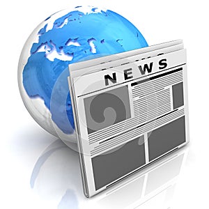 Globe with newspaper