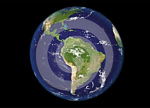 Globe north and south america illustration, 3d, earth texture by NASA.