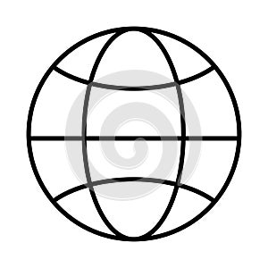 Globe outline icon. Linear earth vector illustration. Pictogram isolated on white background. Web sign design. World Internet