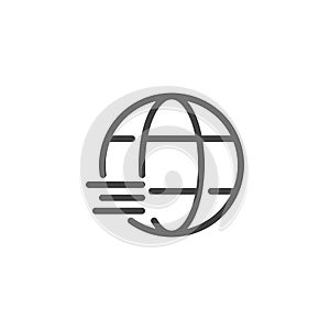 Globe outline icon. Map of planet. Travel, connect, geography. global corporation, business and technology concept