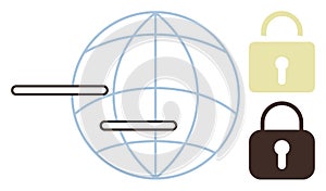 Global Internet Security Concept with Globe and Padlocks