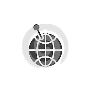 Globe with pin vector icon