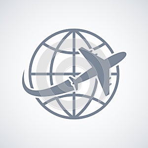 Globe and plane travel icon photo