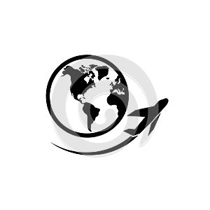 Globe and plane travel icon. One of set web icons