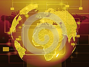 Globe with pointers, signals