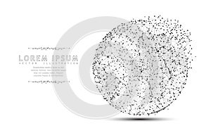 Globe. Polygonal wireframe mesh icon with crumbled edge. Concept illustration or background