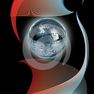 Globe puzzle on abstract background