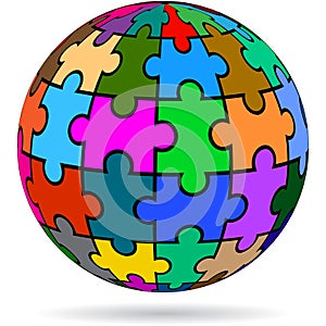 Globe puzzle on white background