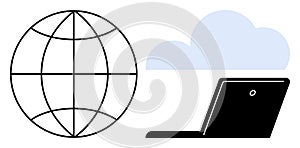 Global Connectivity and Cloud Computing with Laptop and Internet Globe