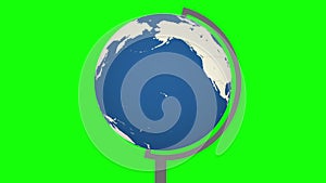 Globe rotating animation loop green screen