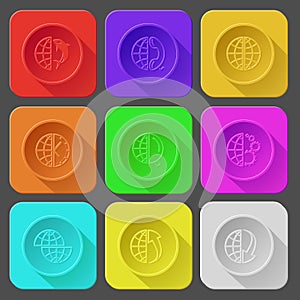 Globe and shamoo, and phone, and clock