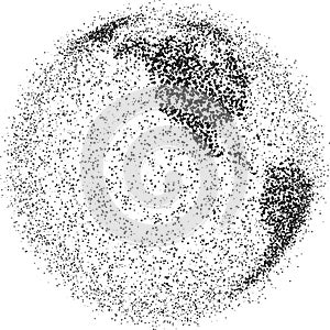 Globe shape, World map created from scattered dots. Vector illustration