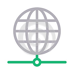 Globe sharing thin color line vector icon