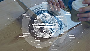 Globe spinning with data and connection network