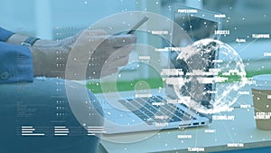 Globe spinning with data and connection network