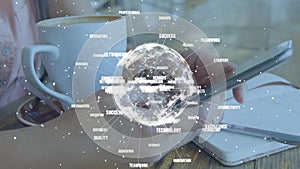 Globe spinning with data and connection network