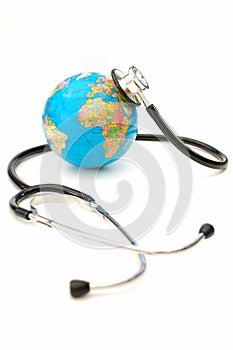 Globe and stethoscope