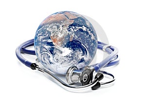 Globe with stethoscope