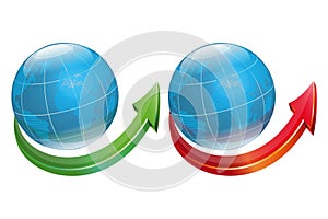 Globe symbol with arrow-vector file added