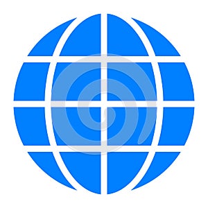 Globe symbol icon - blue simple, isolated - vector