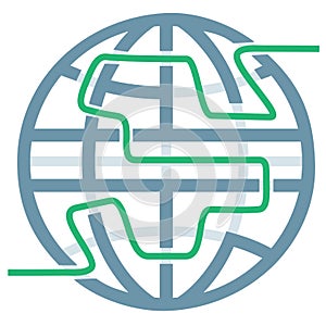 Globe Symbol Maze Puzzle of Global Solutions