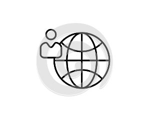 Globe symbol. Planet Earth or internet browser sign. Outline modern design element. Simple black flat vector icon with.
