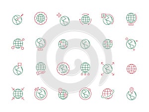 Globe symbols. Travel world earth symbols map vector business colored icons