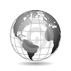 globe earth world map with grid