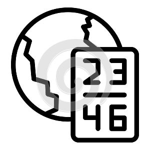 Globe time zone icon outline vector. Clock map