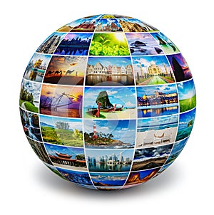 Globe with travel photos