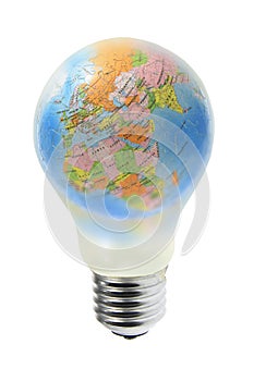 Globe in tungsten light bulb photo