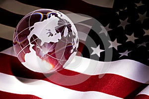Globe and USA Flag