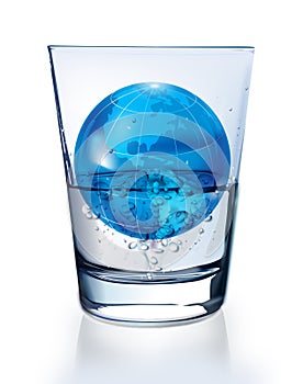 Planet Earth in glass of water