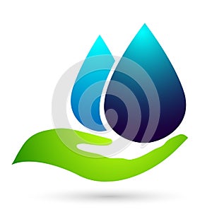 Globe Water drop save logo concept of water drop with world save earth wellness symbol icon nature drops elements vector design