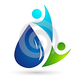 Globe Water drop save logo concept of water drop with world save earth wellness symbol icon nature drops elements vector design