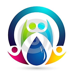 Globe Water drop save logo concept of water drop with world save earth wellness symbol icon nature drops elements vector design