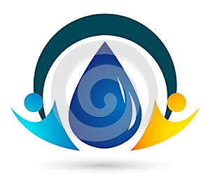 Globe Water drop save logo concept of water drop with world save earth wellness symbol icon nature drops elements vector design