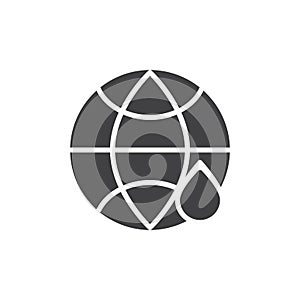 Globe and water drop vector icon