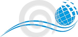 Globe and waves, globe logo, earth background, earth logo, ecology and environment, backdrop