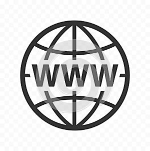 Globe web symbol icon set with www sign. Planet icon with world wide web sign. photo