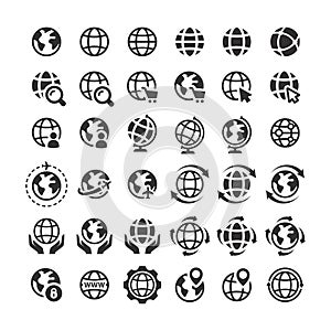 Globe web vector icon set