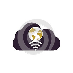 Globe wifi cloud shape concept logo design icon.