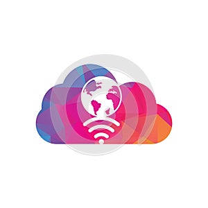 Globe wifi cloud shape concept logo design icon.