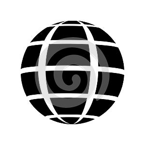 Globe wireframe icon. Internet, globality or delivery, all arounr world symbol. Orbit model, spherical shape, grid ball