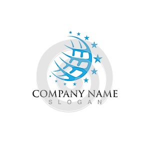 Globe world circle logo and symbol vector