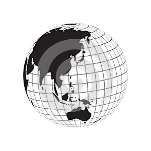 Globe world continent australia and asia map silhouette