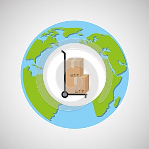 Globe world delivery trolley package graphic