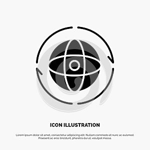 Globe, World, Earth, Atom, Connect solid Glyph Icon vector